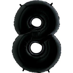 З гелієм Кулька "8" 40" цифра фольгована, чорна, 100см 0701 фото