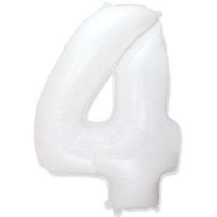 З гелієм Кулька "4" 40" цифра фольгована, біла, 100см 0602 фото