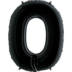 З гелієм Кулька "0" 40" цифра фольгована, чорна, 100см 0703 фото