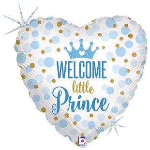 З гелієм Кулька 18" серце фольгована на виписку для хлопчика "Welcome little prince" малюнок ТМ "Грабо" УП 0317 0317 фото