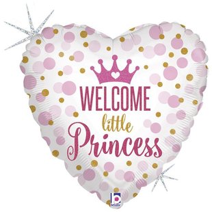 З гелієм Кулька 18" серце фольгована на виписку для дівчинки "Welcome little princess" малюнок ТМ "Грабо" УП 0318 0318 фото