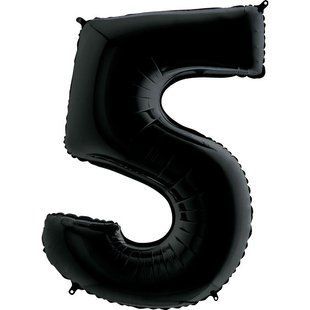 З гелієм Кулька "5" 40" цифра фольгована, чорна, 100см 0698 фото